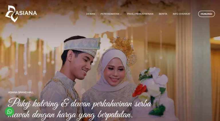 Laman web Asiana Grand Hall, katering dan dewan perkahwinan di Selangor
