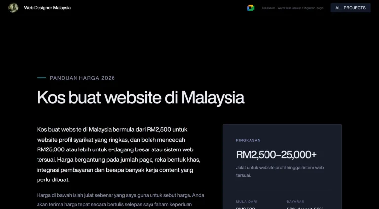Panduan kos buat website di Malaysia oleh Fido Design