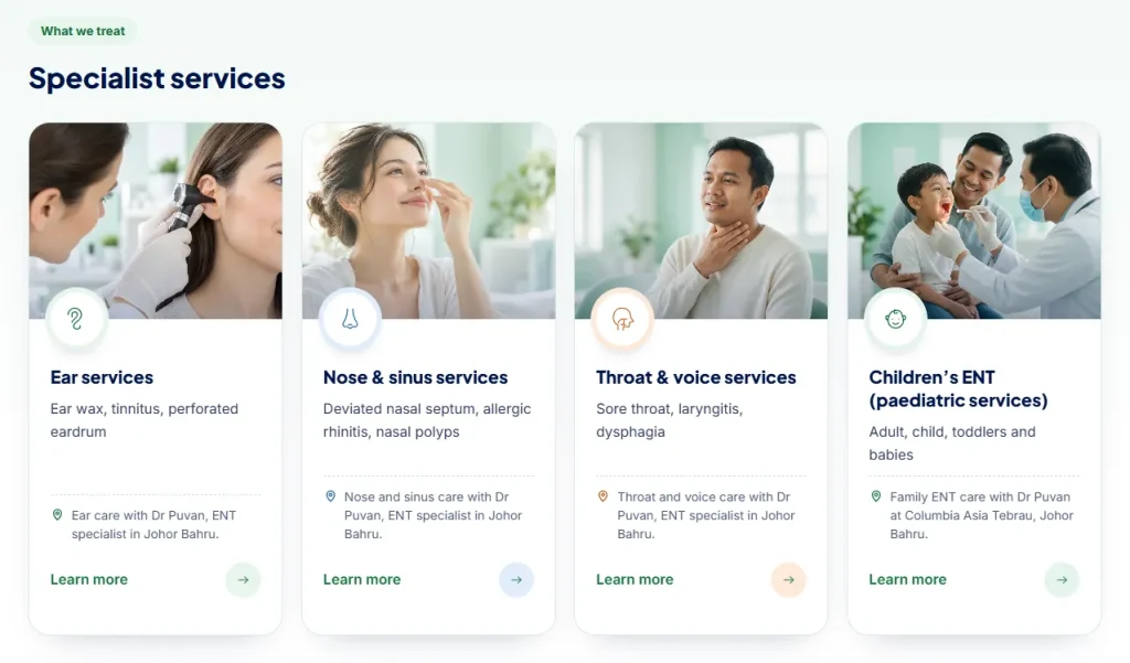 Perkhidmatan telinga, hidung, tekak dan ENT kanak-kanak di Dr Puvan ENT Specialist Clinic